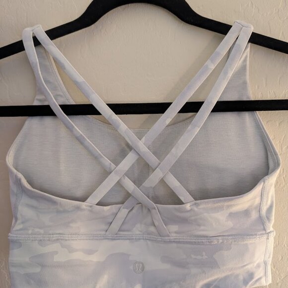 lululemon Energy Longline Bra Medium Support, B–C Cups, Sz 6, Light Blue Camo - Picture 2 of 4